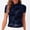 #079-Blue, variant on Haivin Women's Lace Round Neck Bodycon Top,Hollow Out Short Sleeve Shirt for Party and Dating