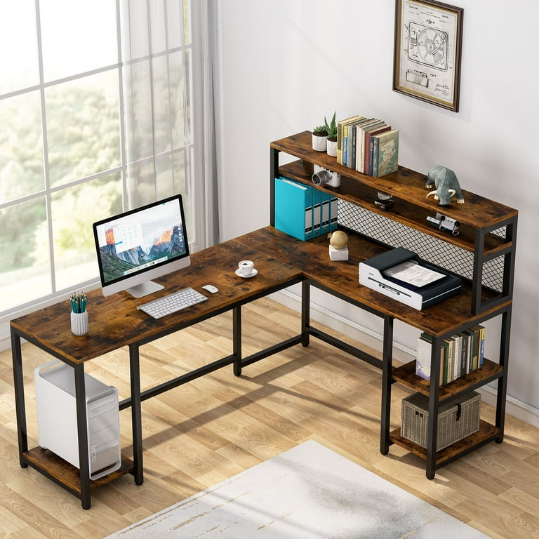 L shaped desk 2024 with hutch walmart