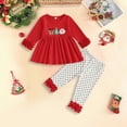 thumbnail image 2 of TOWED22 Toddler Baby Girl Fall Winter Outfit Cute Print Graphic Sweatshirt Pants Set Cute Clothes,Red,12-18 M, 2 of 5