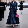 thumbnail image 2 of Long Sleeve Prom Dresses Elegant Satin Evening Dress V Neck Ball Gowns for Women Formal Navy M, 2 of 4