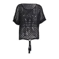thumbnail image 5 of Coduop Women's Bathing Suit Cover Ups Short Sleeve Crochet Swim Beach Cover Up Top Sunscreen Shirts, 5 of 7