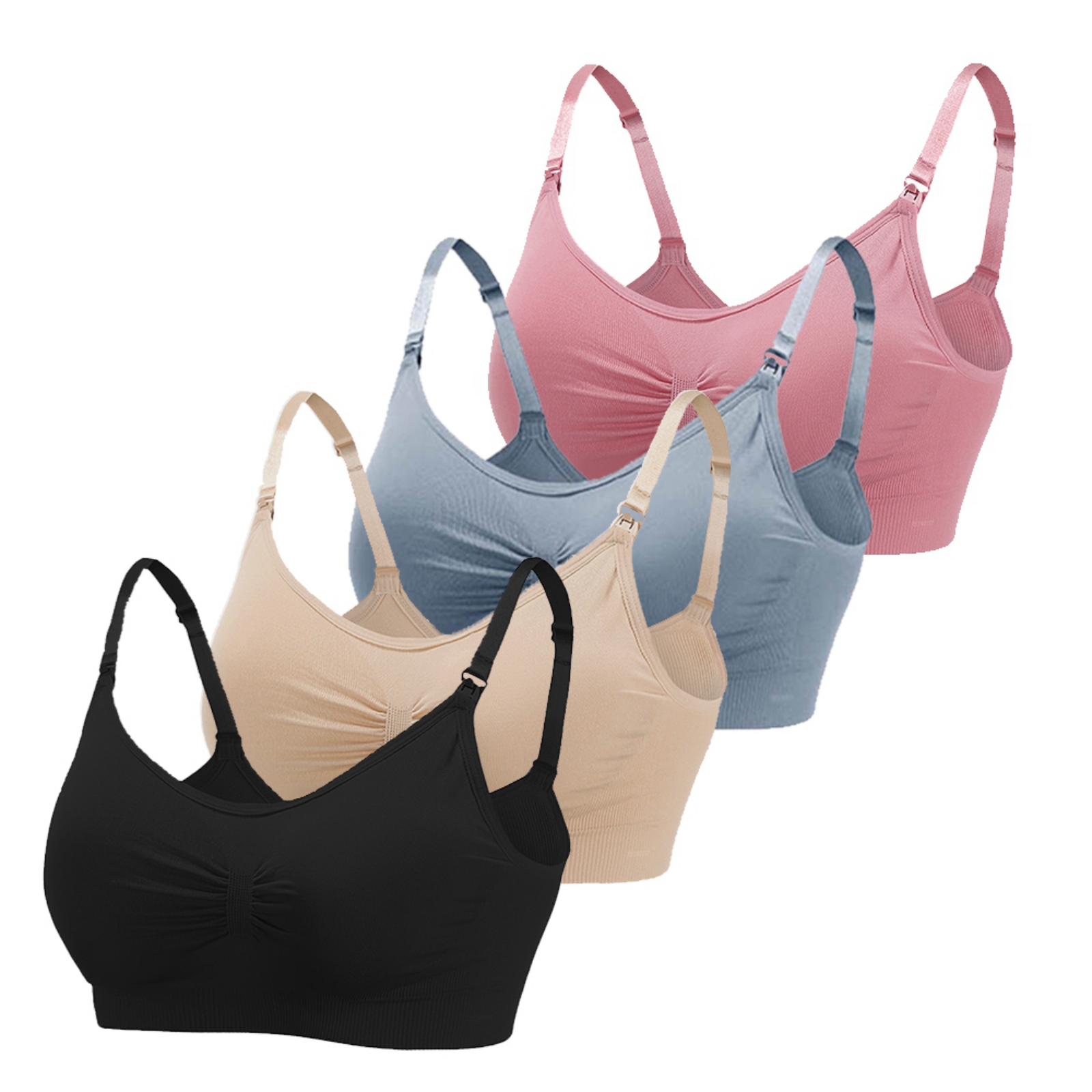 Valcatch 4 Pack Women Wirefree Nursing Bra Padded Seamless Maternity