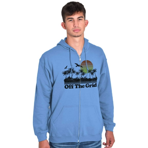 Off Grid Tropical Paradise Vacation Zip Up Hoodie Men's Women's Brisco Brands 2X