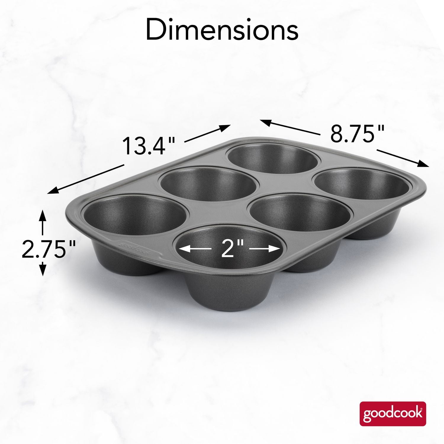 Goodcook Non-Stick Texas Muffin Pan, 6 Cup, Muffin Pan