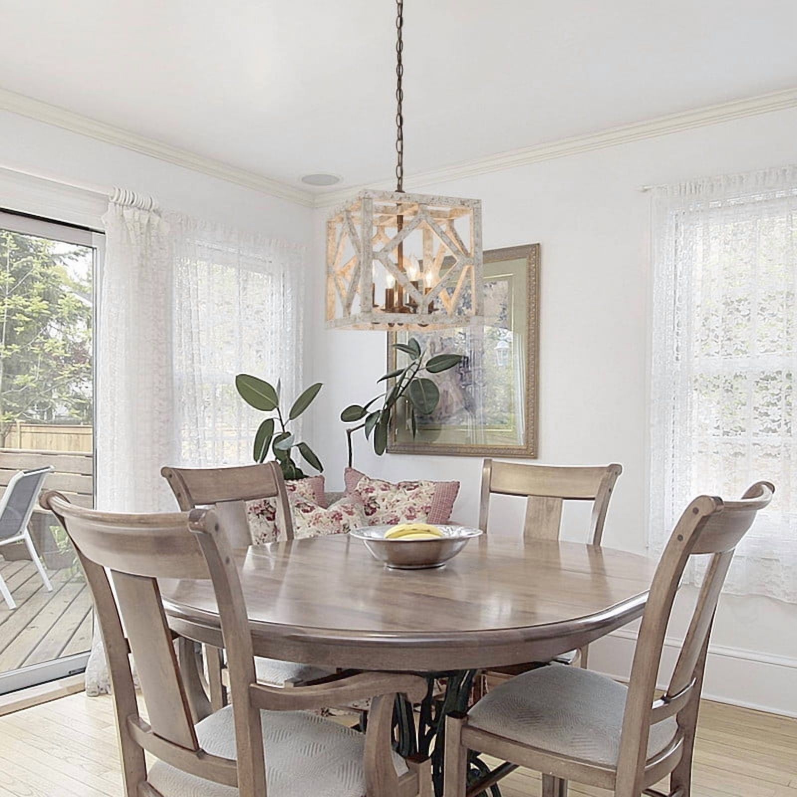 LNC Sesuvium 4-Light Farmhouse Pendant Light in Weathered Cream and Coffee Gold Finish
