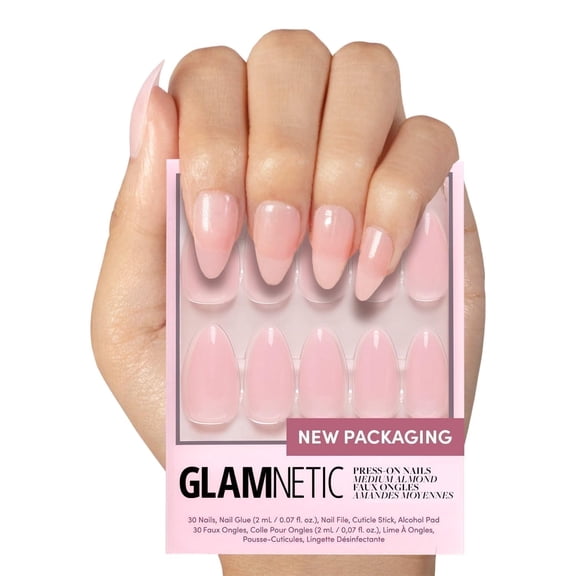 Glamnetic Press-On Nails – Cloud 9 | Sheer Pink Almond Nails, "Salon Quality", 30 Count