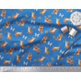 thumbnail image 3 of Soimoi Blue Silk Fabric Insect & Cat Animal Printed Fabric 1 Yard 42 Inch Wide, 3 of 3