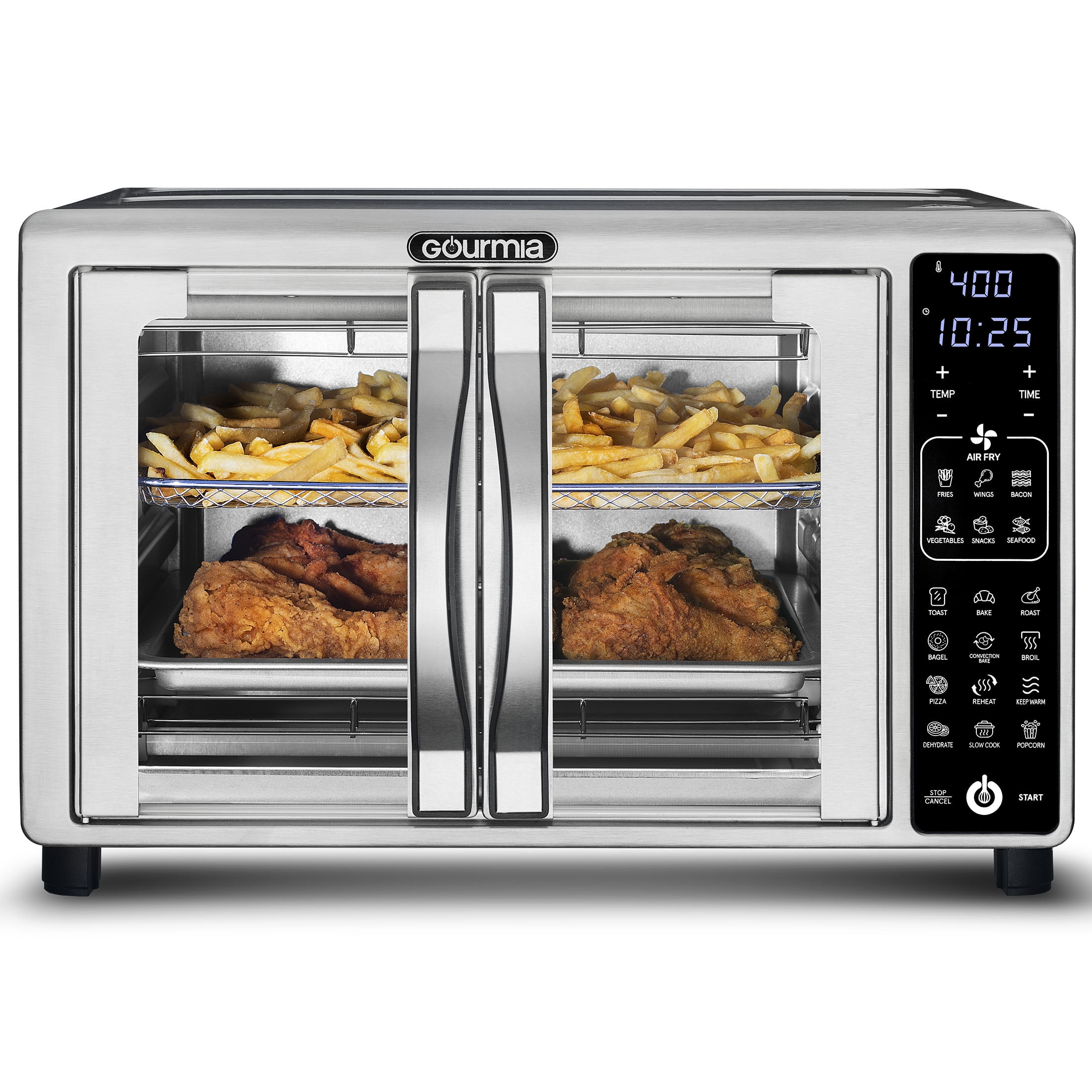Gourmia Stainless Steel French Door Digital Air Fryer Oven 6-slicer  Capacity