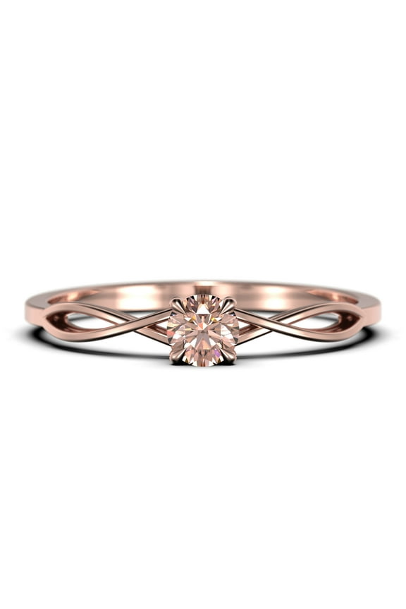 Infinity Loop 0.50 Carat Round Cut Morganite Engagement Ring, Twisted Wedding Band in 925 Sterling Silver With 18k Rose Gold Plating, Dainty Promise Ring, Anniversary Gift