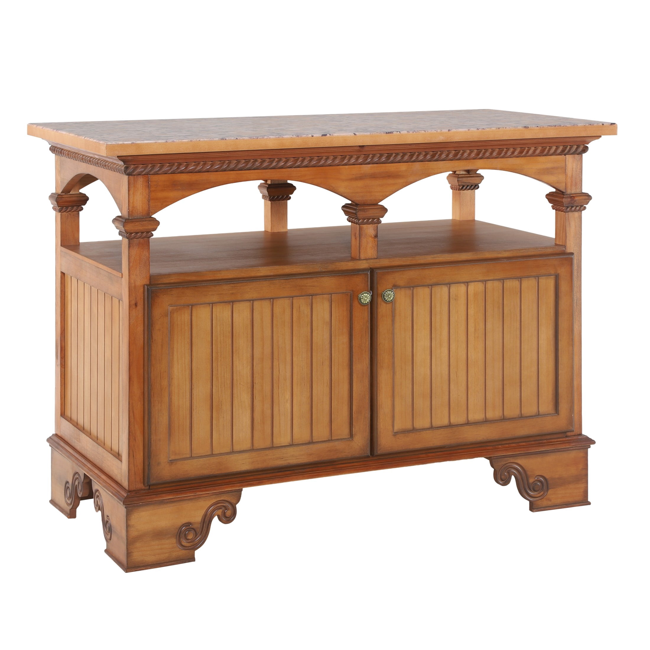 Christopher Knight Home 47" Vintage Wood Kitchen Island with Storage Cabinet and Open Shelf, Walnut