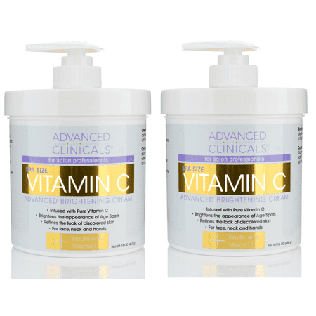 Advanced Clinicals Vitamin C Cream. Advanced Brightening Cream. Anti-aging cream for age spots, dark spots on face, hands, body. (Two - (Best Cc Cream For Dark Spots)