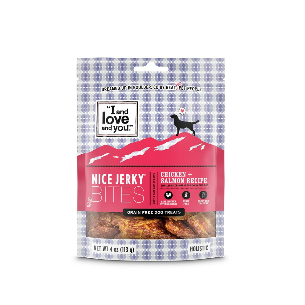 "I and love and you" Nice Jerky Bites Dog Treats, GrainFree Chicken