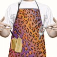 thumbnail image 2 of Orange and Purple Of Leopard Print Apron-Garden Aprons for Women with Pockets-Cotton Linen Waterproof Kitchen Cooking Gardening Aprons Adjustable for Kitchen,Cooking,BBQ and Salon 33x27 Inch, 2 of 7