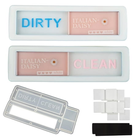 

DIY Epoxy Mold Dishwasher Refrigerator Stickers Clean Dirty Magnet Cabinet Decals Switch Washing Machine Stickers Silicone Mould for Home