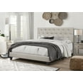 thumbnail image 2 of Home Design Dillon King Tufted Upholstered Panel Bed Frame with Button Tufting and Foam-Filled Headboard, Warm Gray, Easy Assembly, 2 of 6