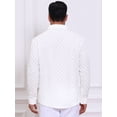 thumbnail image 3 of DARING DIVA Men's Plaid Textured Casual Long Sleeve Button Down Shirt M White, 3 of 7