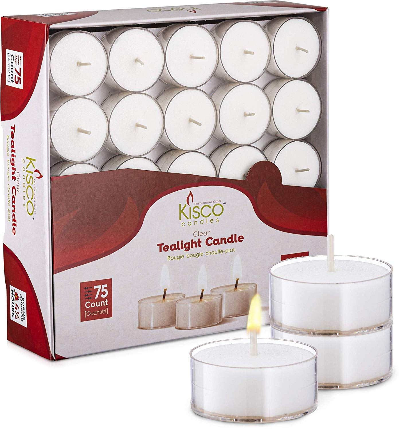 Tea Light Candles Clear Cup Unscented PACK Of 100 Burns Aprox 4.5 Hour By Lerner 