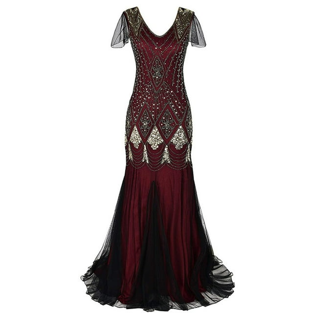 Robes d'Été pour Femmes 2023 Robes pour Femmes Liquidation Robe à Sequins Vintage Grande Taille Banquet Robe de Mariage Européenne et Américaine Manches Courtes Col Rond