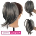 thumbnail image 2 of Chignon Droit en Désordre Postiche Synthétique Queue de Cheval Courte Pince Extensions de Queue de Cheval pour Femmes, 2 of 7