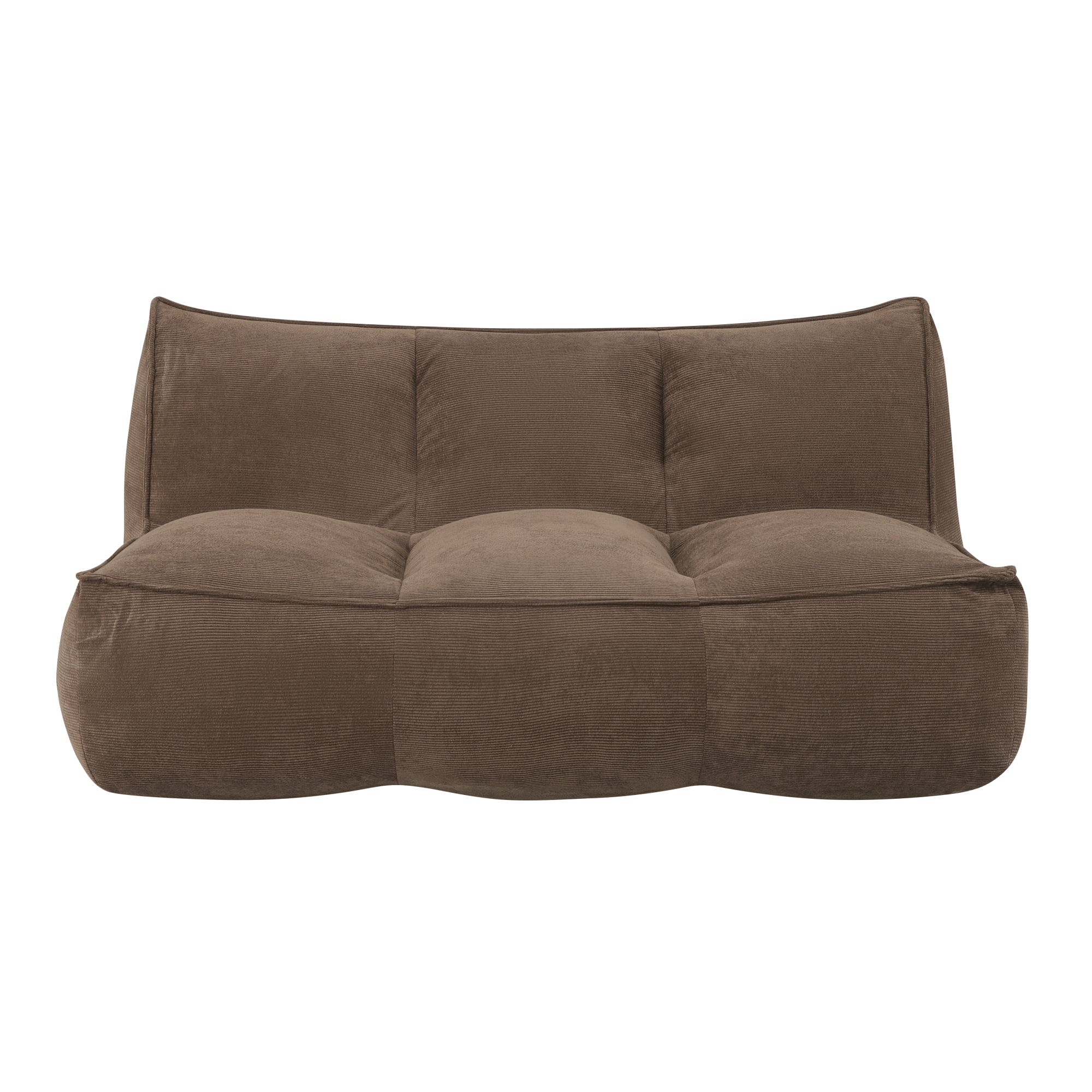 Leumius Cozy Fluffy Cloud Lazy Sofa, 3-Seater Corduroy Bean Bag Lounge Chair, Lightweight Single-Seat Couch for Living Room, Bedroom, Dorm Room, Office & Small Spaces,Brown