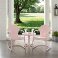 thumbnail image 2 of Afuera Living Ensemble de Conversation de Patio Rond en Métal de 3 Pcs, Fini Rose Pastel Lustré, 2 of 7