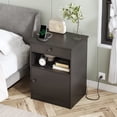 thumbnail image 5 of Nightstand with Drawer & 3 Outlets&2 USB Ports for Bedroom, Modern Bedside Table Storage Cabinet for Living Room, Black, 5 of 7