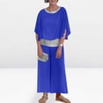 thumbnail image 6 of Feancey Cocktail Party 2 Piece Outfits for Women Bat Sleeve Sequin Tops Wide Leg Pantsuit Dressy Trendy Chiffon Pant Sets Elegant OutfitBlue M, 6 of 9