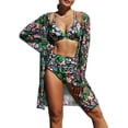 thumbnail image 1 of FhsagQ Ensembles de Maillots de Bain pour Femmes Poitrine Exposée Bikinis Taille Haute 2025 Ensemble Bikini Trois Pièces Paréo Maillot de Bain pour Femmes Manches Longues Rehausseur Maillot de Bain Tenue de Plage Maillot de Bain Vert TTG, 1 of 9