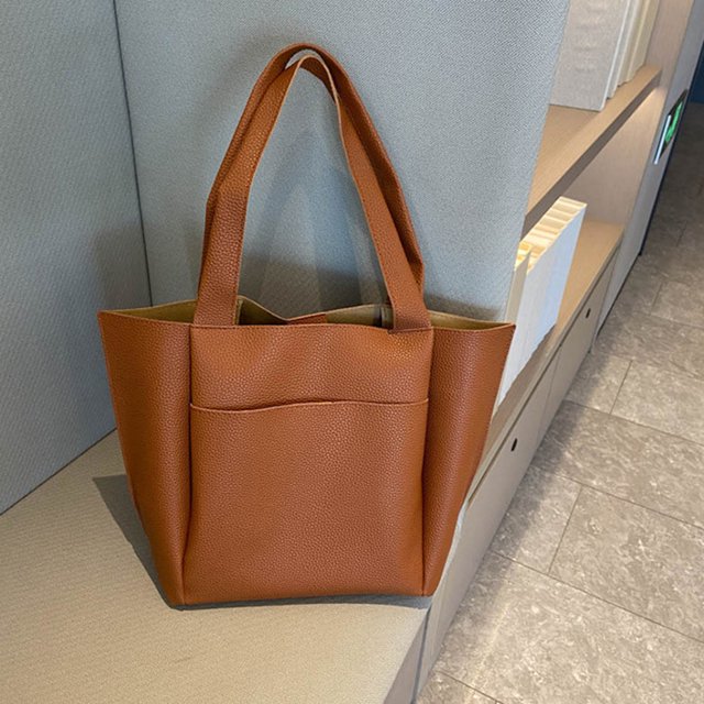 maskred PU Scratch-proof Handbags With Fine Stitching Wide Application Bag Large Capacity Shoulder Bags brown