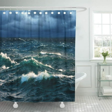 Cynlon Rough Sea Breaking Waves At Rising Storm Ocean Seascape Bathroom Decor Bath Shower Curtain 66x72 Inch Walmart Com Walmart Com