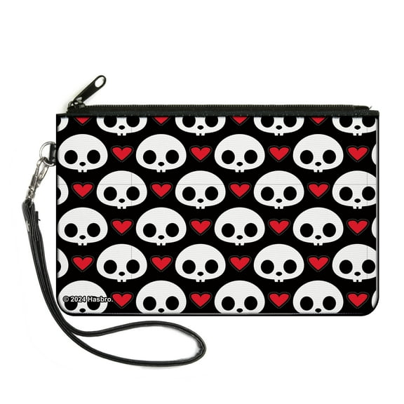 Skelanimals Wallet, Zip Clutch, Skelanimals Pen the Penguin Love the Dead Red Black White, Canvas