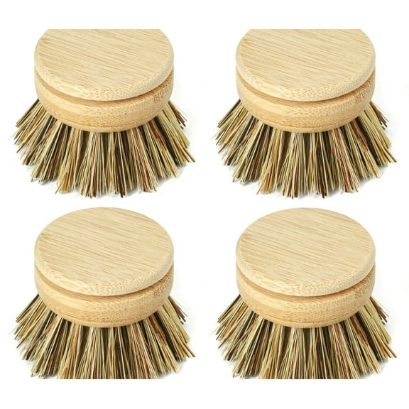Firm Bristle Replacement Brush Heads for Eco Dish Brushes • Wooden Kitchen Washing Up Brush Heads Pack of 4 • Interchangeable Bristle Refills • Dish Scrubbers • Zero Waste Cleaning