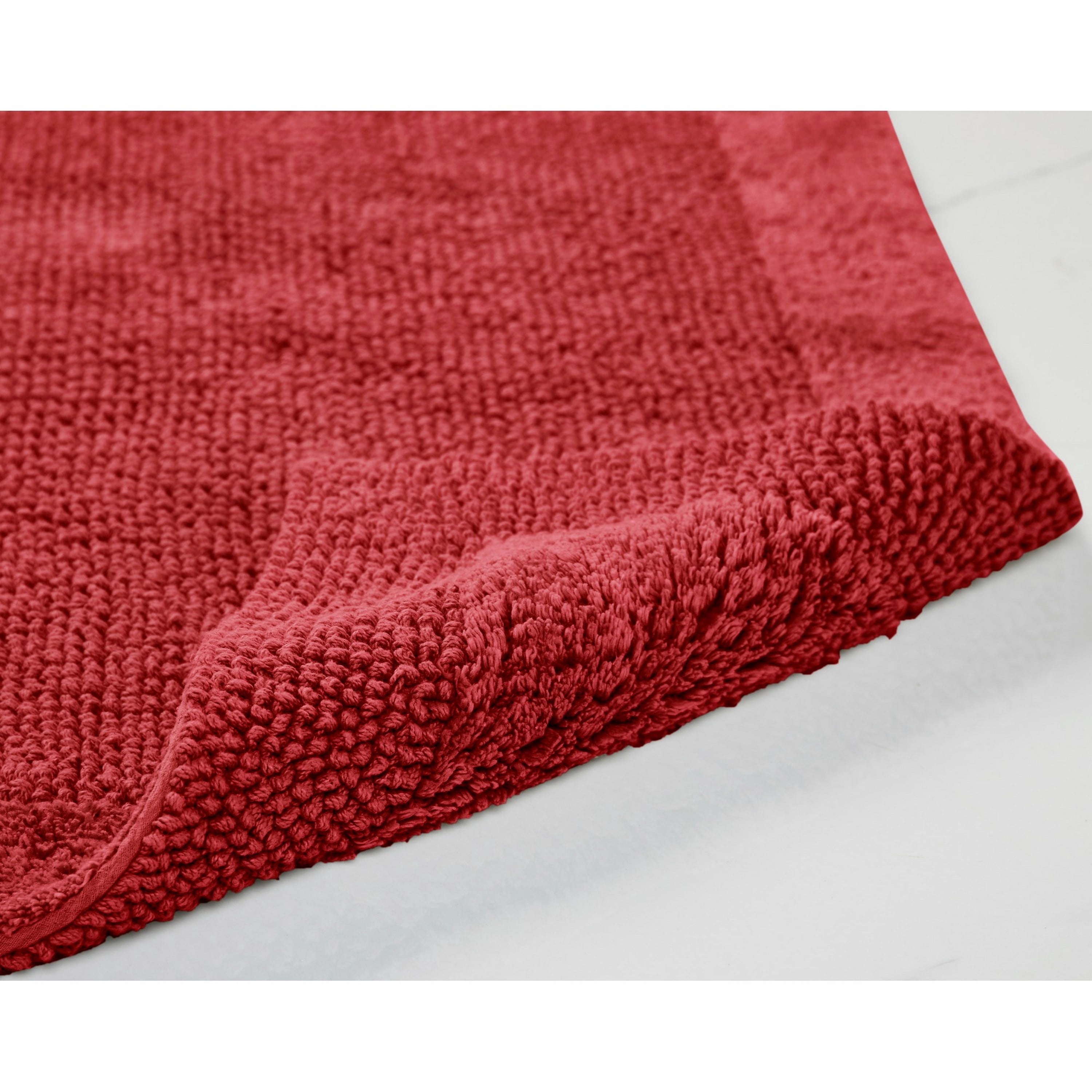 Better Trends 4 Piece Premium Bathroom Rug Set 100% Cotton Soft Tufted Bath Mat Water absorbent Reversible U shape Toilet Bath Rug Perfect for Bathroom, Shower and Bathtub Use, Red - Edge Collection