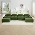 thumbnail image 6 of 151" Modern Compressed Boneless Couch with Ottoman, 4 Seater Large U Shaped Sectional Couches for Living Room, Green Corduroy Cloud Modular Sectional Sofa, Memory Foam, Extra Deep, No Assembly, 6 of 13