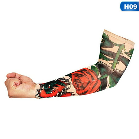 AkoaDa Outdoor Cycling Bicycle Tattoo Arm Warmers Cuff Sleeve Cover UV Sun (Best Cycling Arm Warmers)