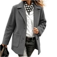 thumbnail image 7 of Womens Trench Coat with Pockets Notched Lapel Fall Winter Single Breasted Casual Business Formal Wool Coat Gray 3XL, 7 of 7