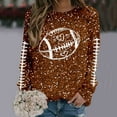 thumbnail image 5 of Cnbwig Womens Hoodies Sweatshirts Pullover Long Sleeve Crewneck Sweatshirt Football Glitter Print Sequins Loose Winter Top Soft Blouse Casual Tops Comfy Fall Fashion Outfits Winter A14-Brown M, 5 of 5