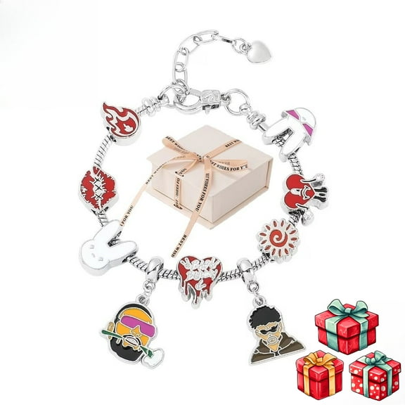 【Exquisite gift box delivery】Fashion Cartoon Bad Bunny Bracelet Metal Personality Rabbit Love Heart Beads Bracelets for Women Girls Charm Gift