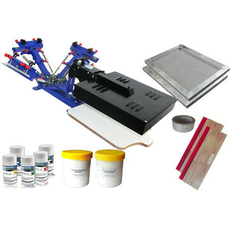 Techtongda 3 Color Screen Printing Press Kit Adjustable Printer with Dryer Squeegee Ink