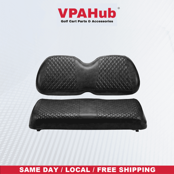 VPAHub Golf Cart Diamond Front Seat Cover Kit, Fits Club Car Tempo/Precedent, OEM Standard Front Seat Cushion, Premium Thick PU Leather, Luxurious Diamond Look, Anti-Scratch, Anti-Fading (Black)