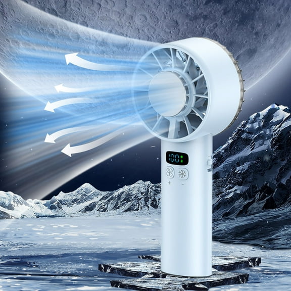 Summer Savings! Portable Handheld Cooling Ice Fan, High-speed Mini Turbo Fans, USB Rechargeable Personal Fans, LED Digital Display, Fan for Travel/Camping/Outdoor/Office