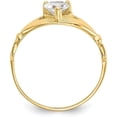 thumbnail image 2 of Avariah Diamonds 14k Yellow Gold CZ April Birthstone Claddagh Heart Ring - Ring Size 7.0, 2 of 8