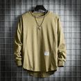 thumbnail image 3 of Sudadera holgada de manga larga con cuello redondo y moderna para hombre, estilo nuevo de otoño, camiseta de capa base de color sólido, camiseta versátil, 3 of 5