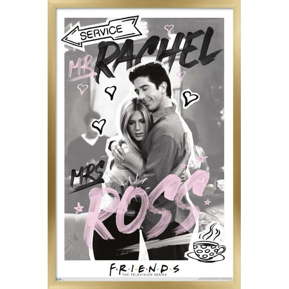 Friends - Ross and Rachel Wall Poster, 14.725" x 22.375", Framed
