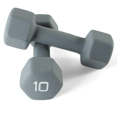CAP Barbell Neoprene Coated Hex Dumbbells  Pair  Gray  10 lb