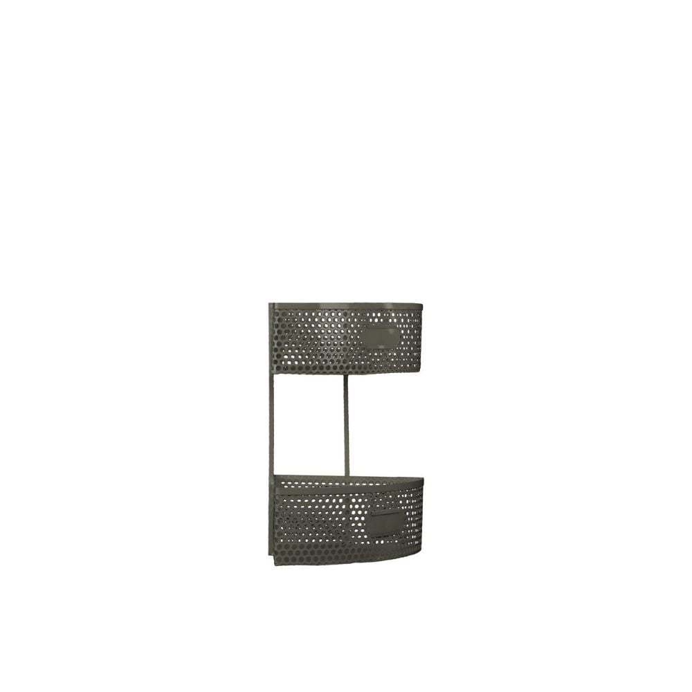 Small Metal Corner Shelf With 2 Tiers Dark Gray