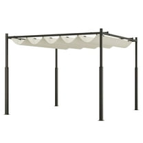 10x10 Retractable Pergola Canopy, Cream White - UPF30 Outdoor Pergola with Magnetic Fixture - Backyard Patio Deck Garden Shade