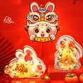 thumbnail image 6 of Tnobhg 1 Set Rabbit Paper Lantern with Pole Tassels Battery Operated Double Sided Hollow DIY Handmade Chinese New Year Mid-Autumn Festival Bunny Night Light Children Gift, 6 of 7