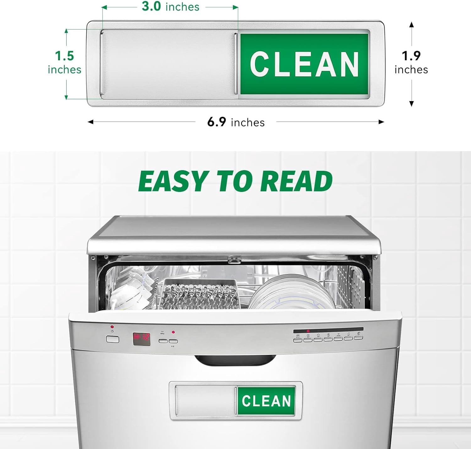 Dishwasher Magnet Clean Dirty Sign Shutter Only Changes When You Push It Non-Scratching Strong Magnet or Adhesive Options Indicator Tells Whether Dishes are Clean or Dirty