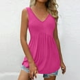 thumbnail image 4 of Women's Flowy Pleated Ruffle Sleeveless V Neck Tank Top Casual Summer Tunic Blouse Comfortable Shirt, 4 of 5